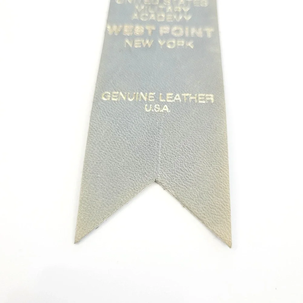 Vintage 50s Military Academy Leather Bookmark West Point New York USA 1950s gray
